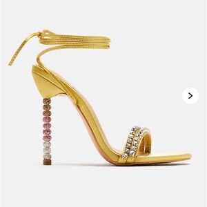 Feeling Loved Wrap Up Embellished Heels - Yellow